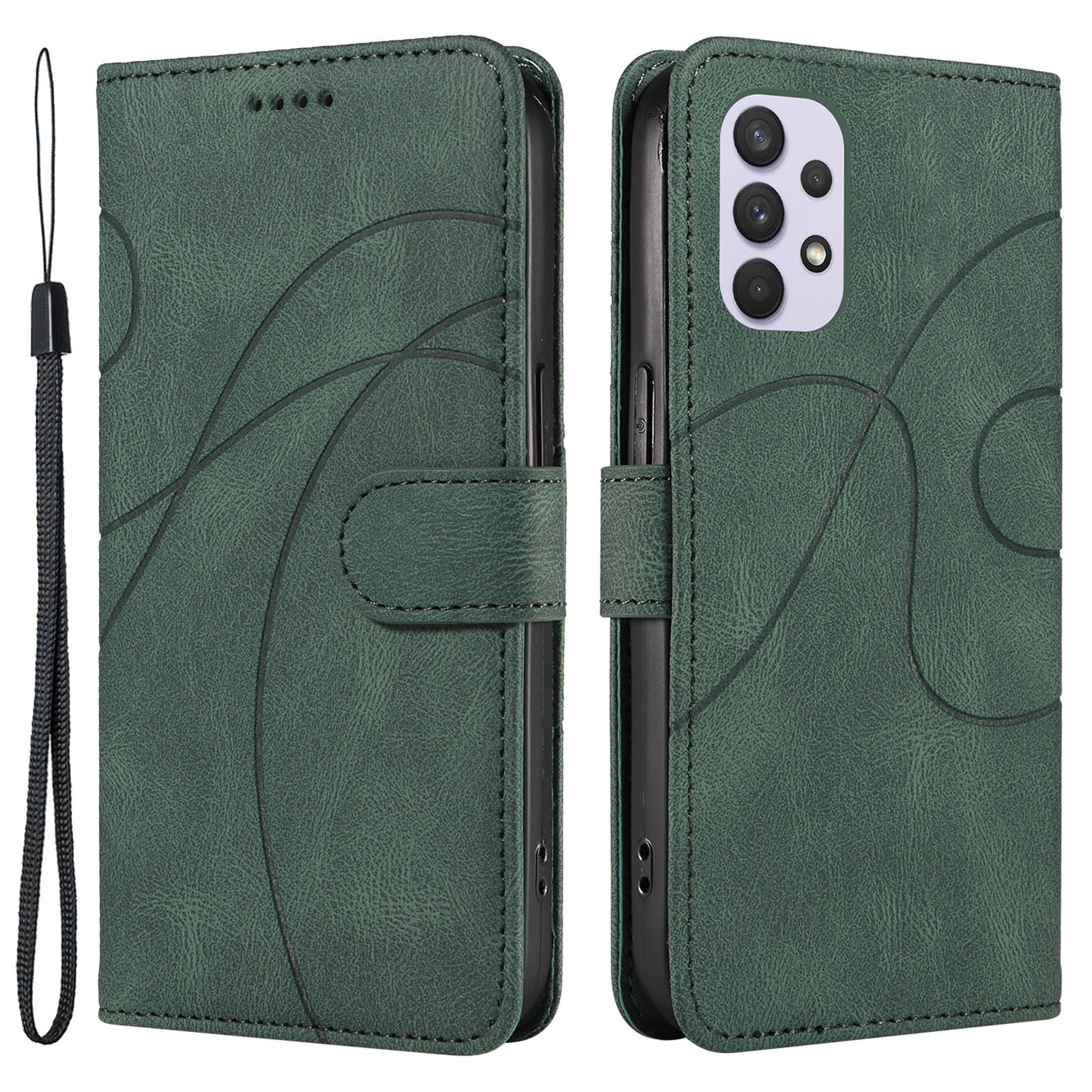 For Samsung Galaxy A32 4G (EU Version) Leather Wallet Phone Case Imprinted Line Flip Stand Cover For Samsung Galaxy A32 4G (EU Version) Leather Wallet Phone Case Imprinted Line Flip Stand Cover